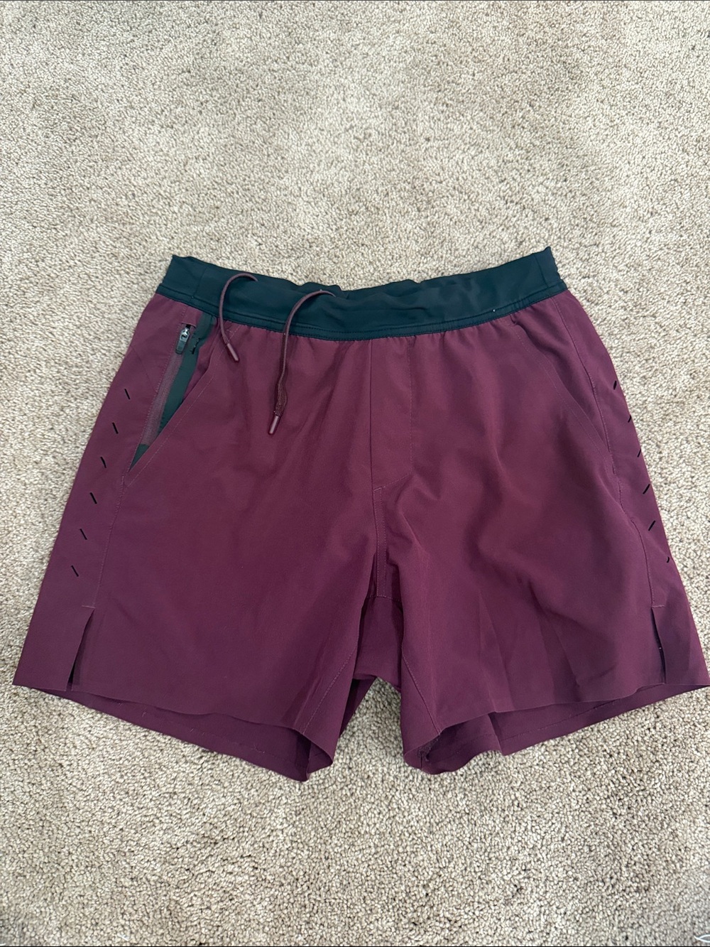 Ten Thousand Interval Maroon Athletic Shorts with Black Waistband
